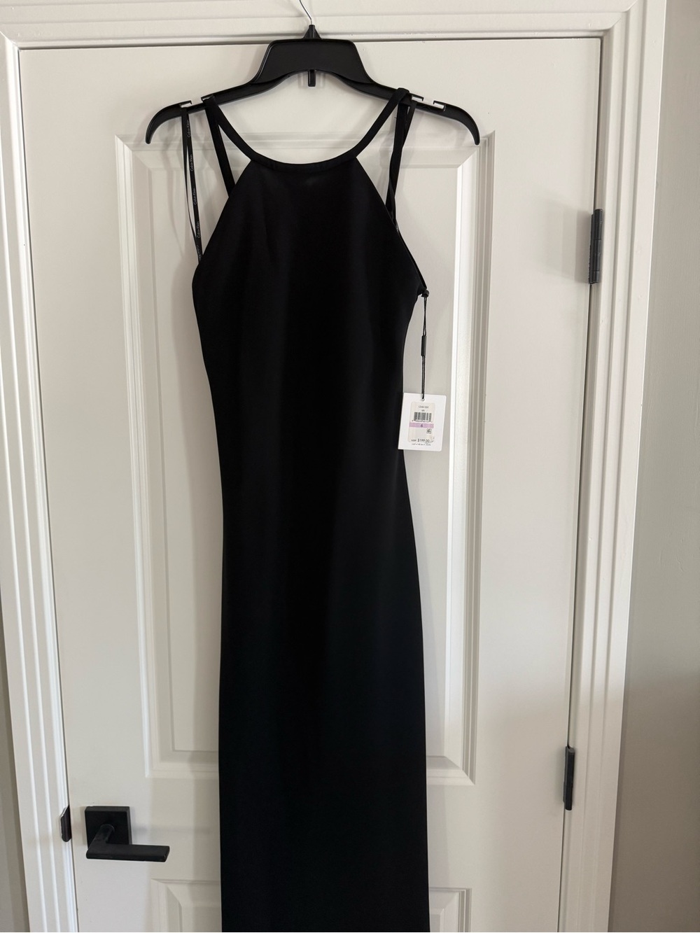 Calvin Klein Black Halter-Style Maxi Dress with Double Straps, size 6, NWT